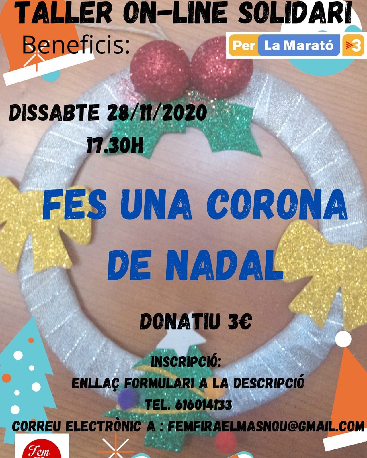 Taller solidari corona de Nadal, en línia