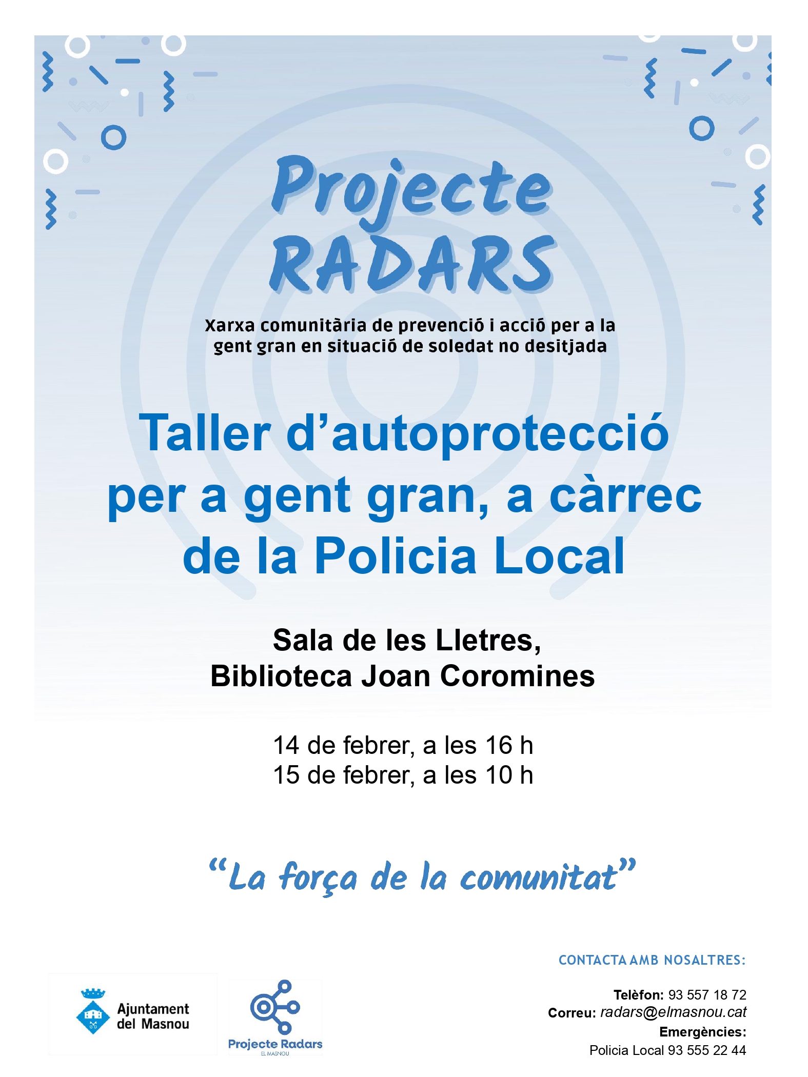 Taller d'autoprotecció per a gent gran, a càrrec de la Policia Local