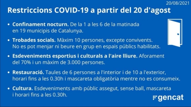 Noves restriccions COVID-19