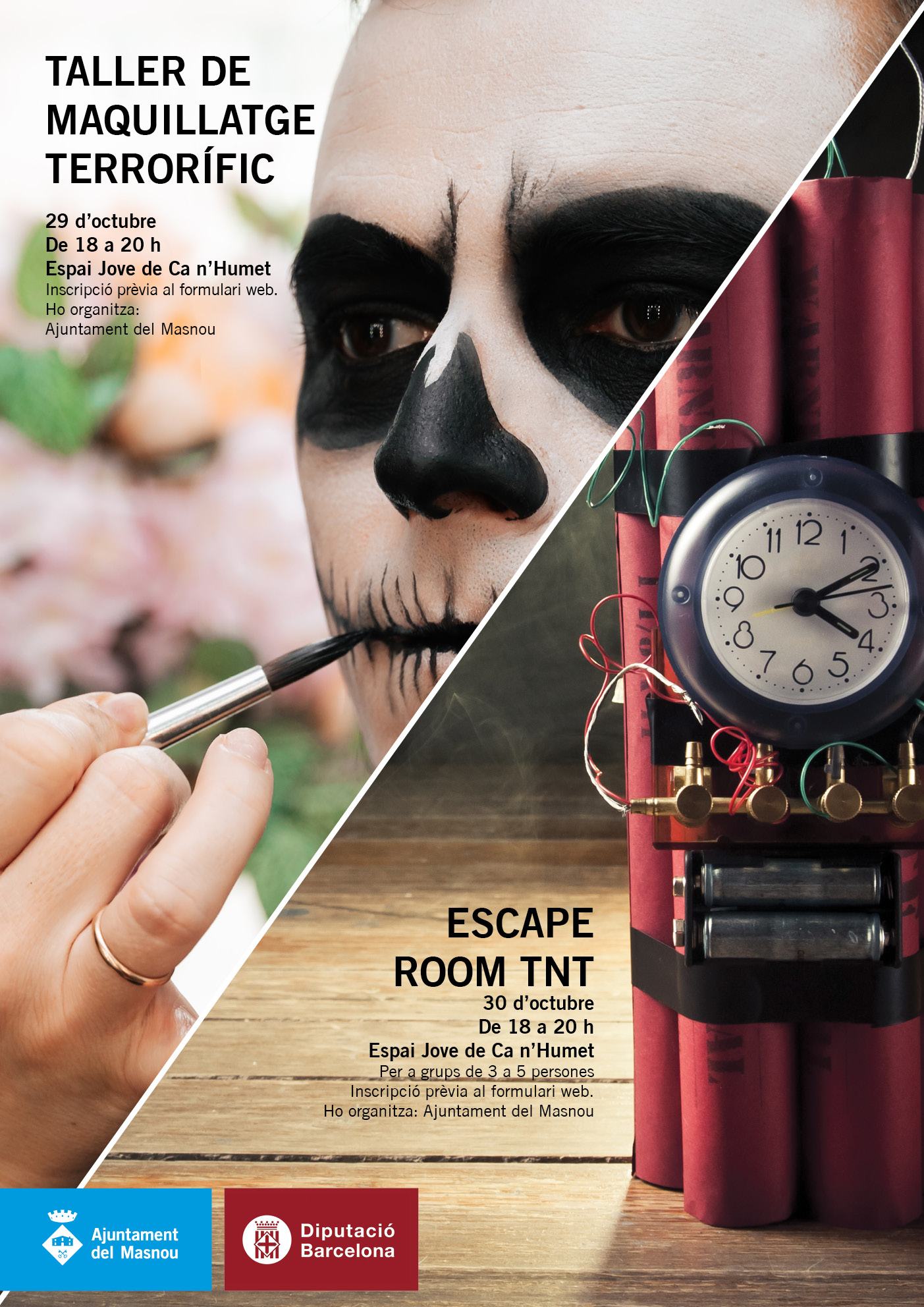 Cartell informatiu del taller de maquillatge i l'escape room