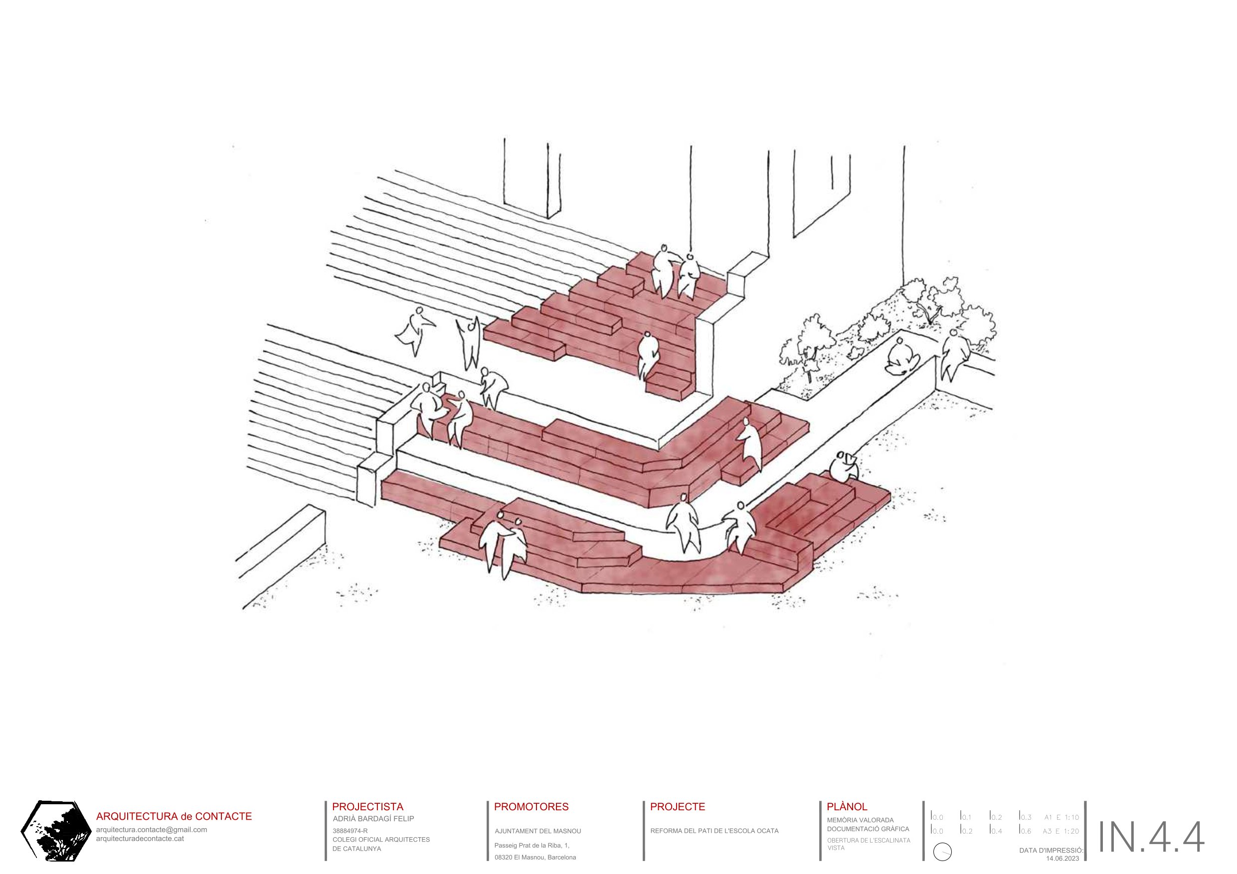 Il·lustració de la reforma del pati de l'Escola Ocata.