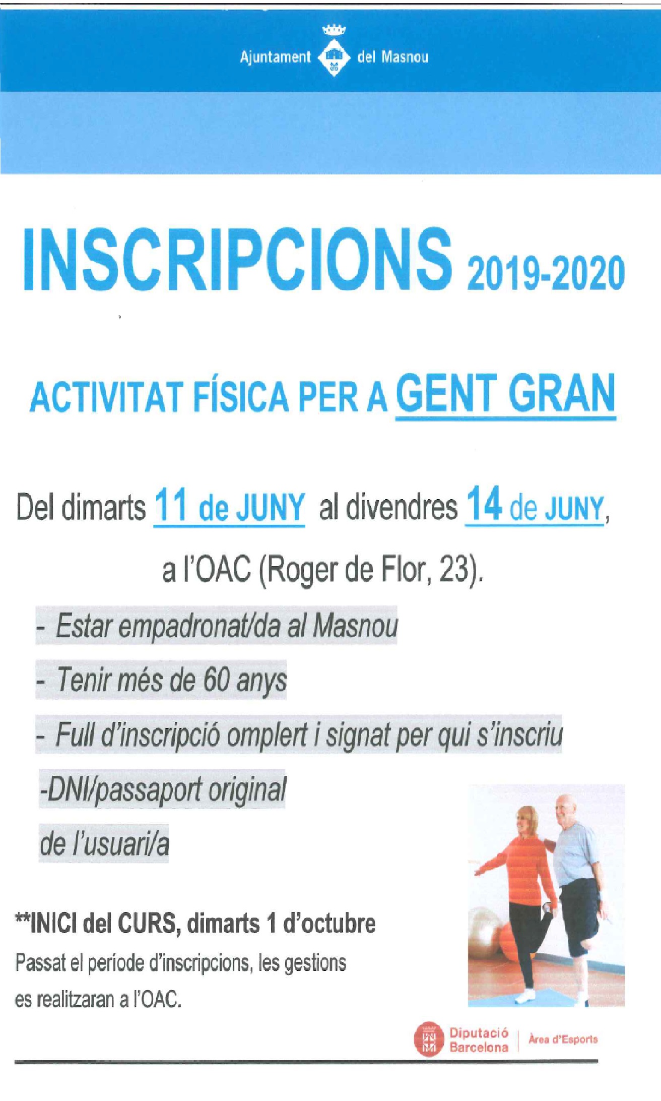 Inscripcions activitat física per a gent gran