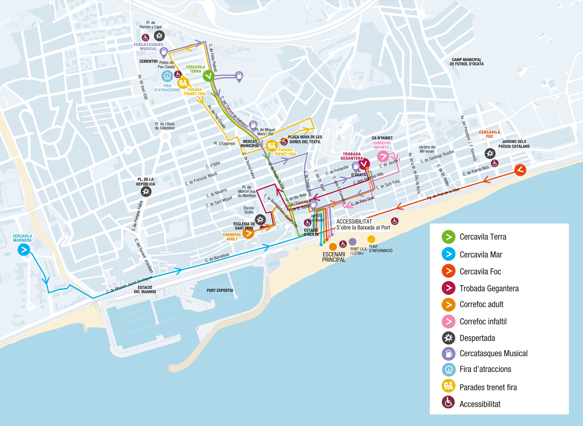 Plànols dels espais de Festa Major i dels recorreguts de les cercaviles