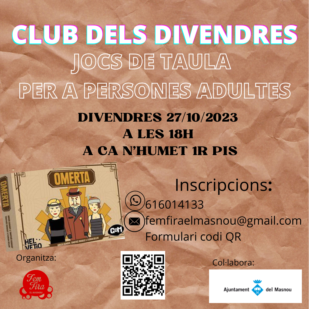 Club dels Divendres, jocs de taula per a persones adultes