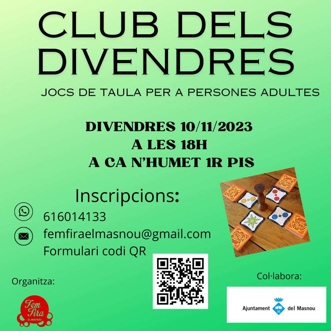 'CLUB DELS DIVENDRES. JOCS DE TAULA PER A PERSONES ADULTES'