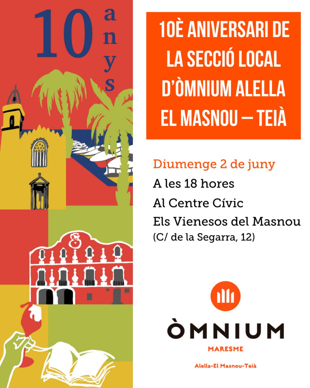 Celebració del desè aniversari de la Secció Local d'Òmnium Alella-el Masnou-Teià