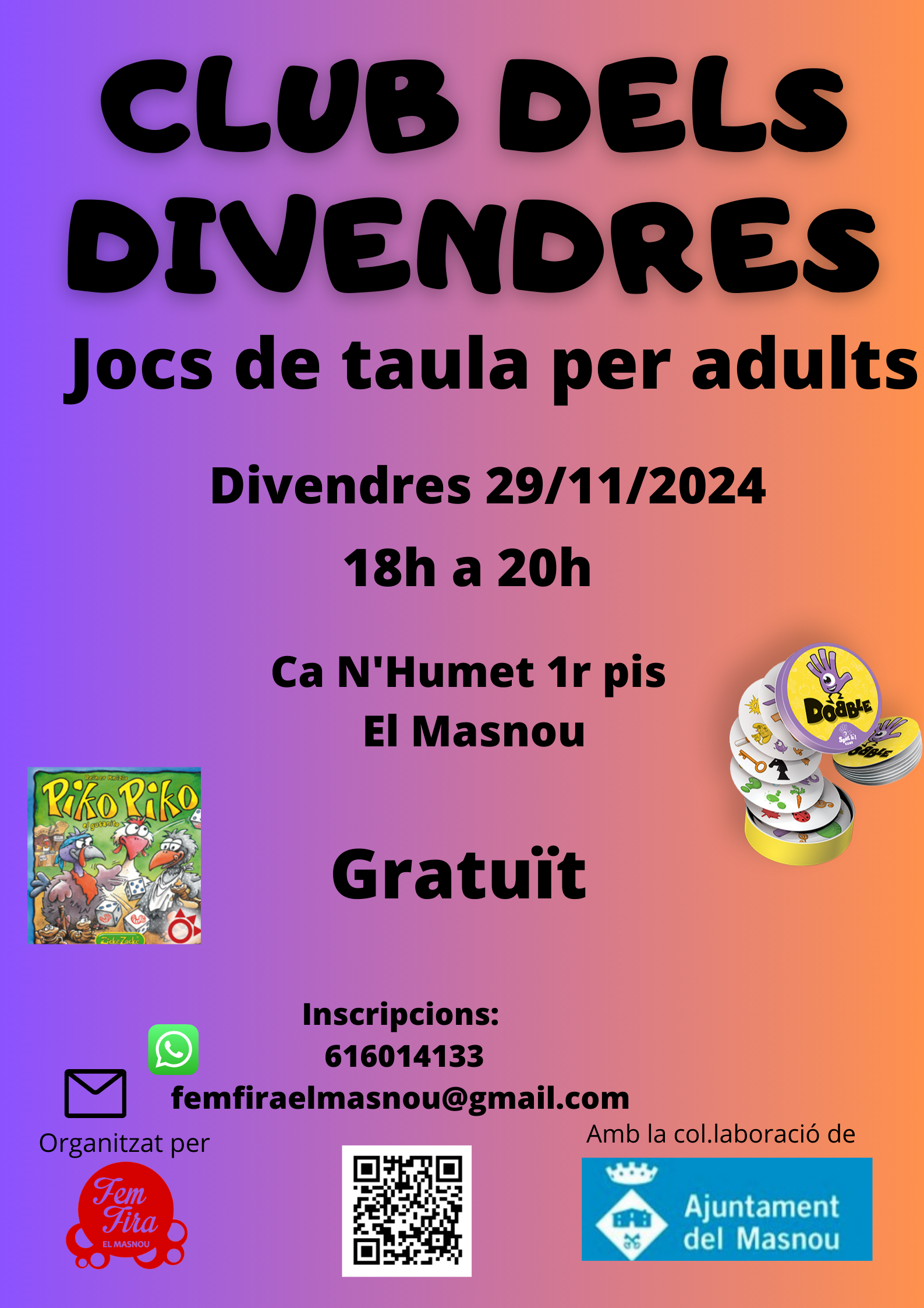 'CLUB DELS DIVENDRES. Jocs de taula per a persones adultes'