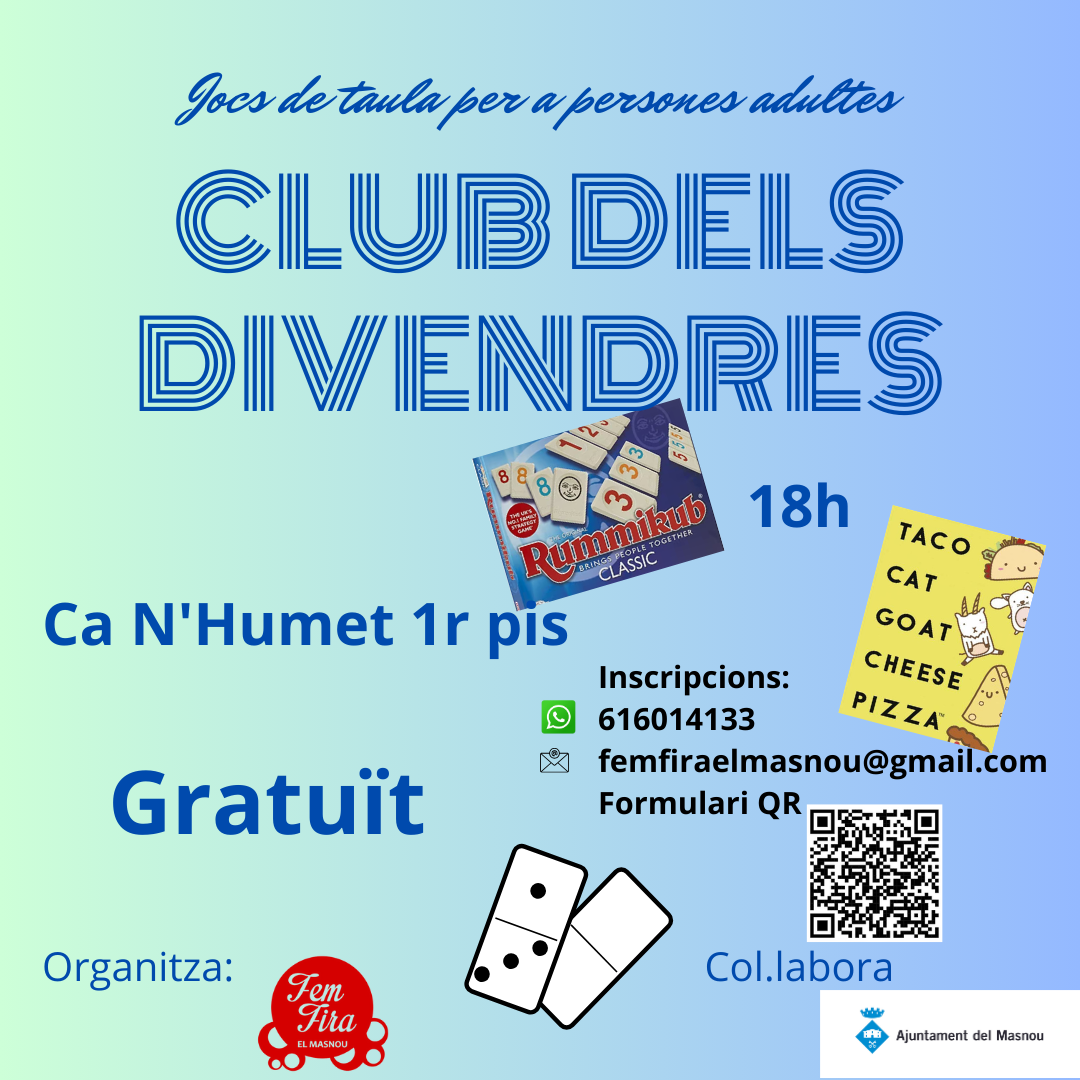 'CLUB DELS DIVENDRES. JOCS DE TAULA PER A PERSONES ADULTES'