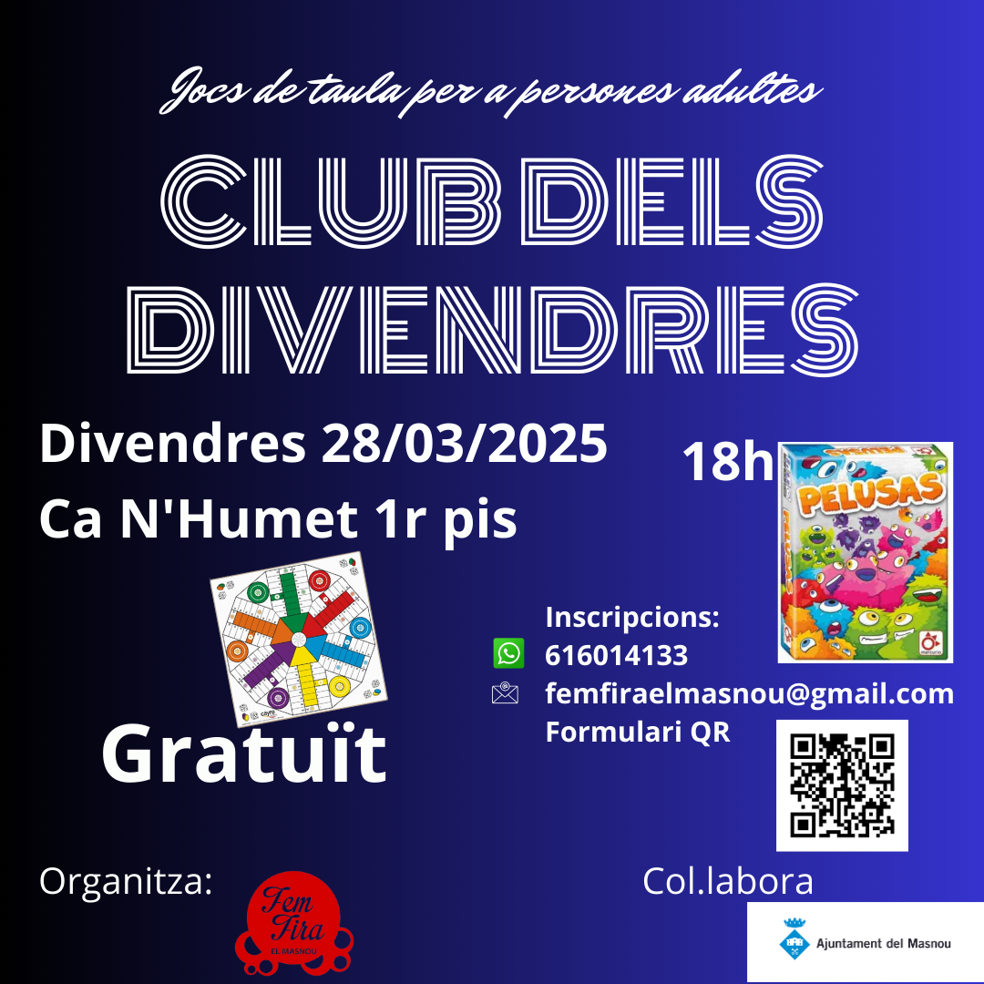 'CLUB DELS DIVENDRES. Jocs de taula per a persones adultes'