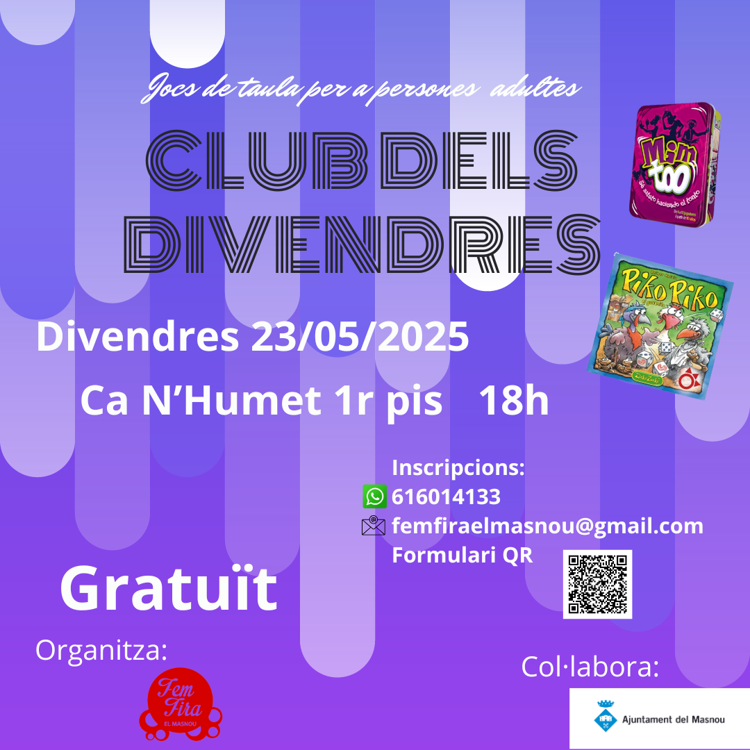 Club dels divendres. Jocs de taula per a persones adultes