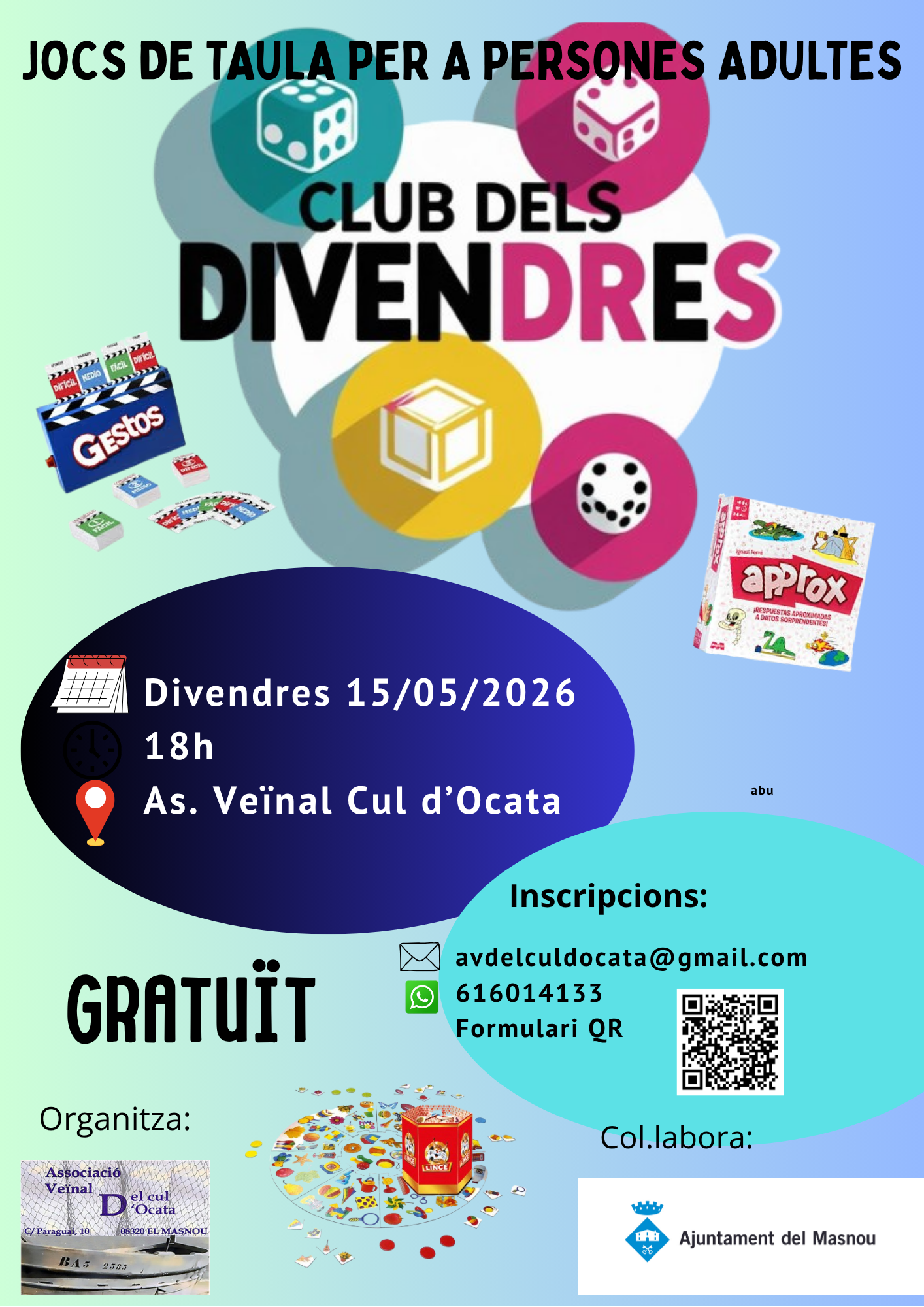 'CLUB DELS DIVENDRES. Jocs de taula per a persones adultes'