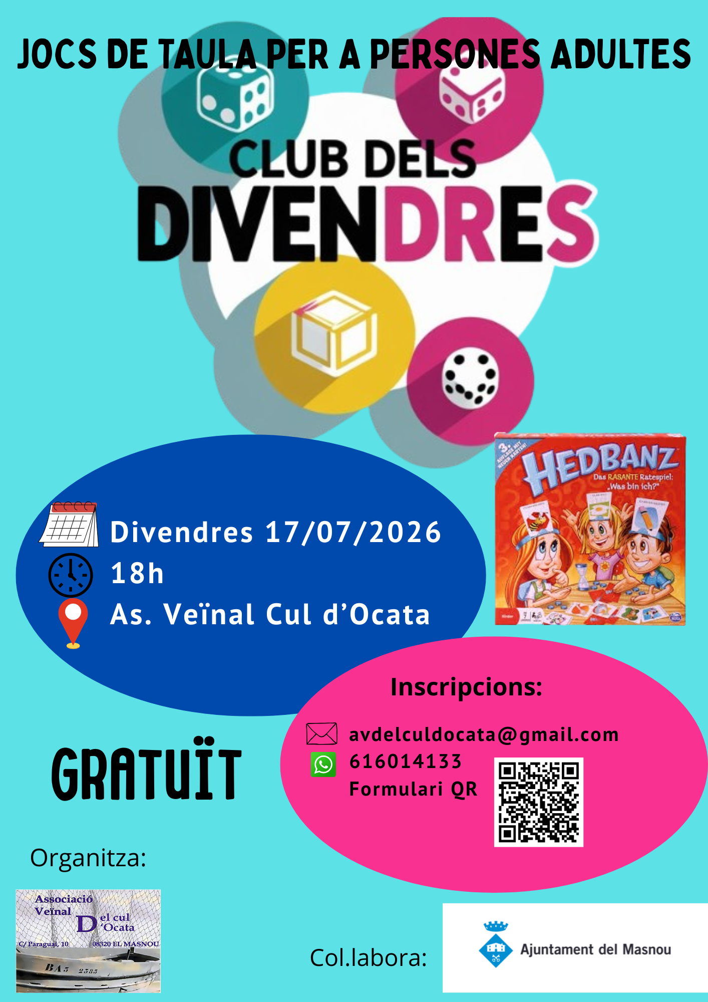 'CLUB DELS DIVENDRES. Jocs de taula per a persones adultes'