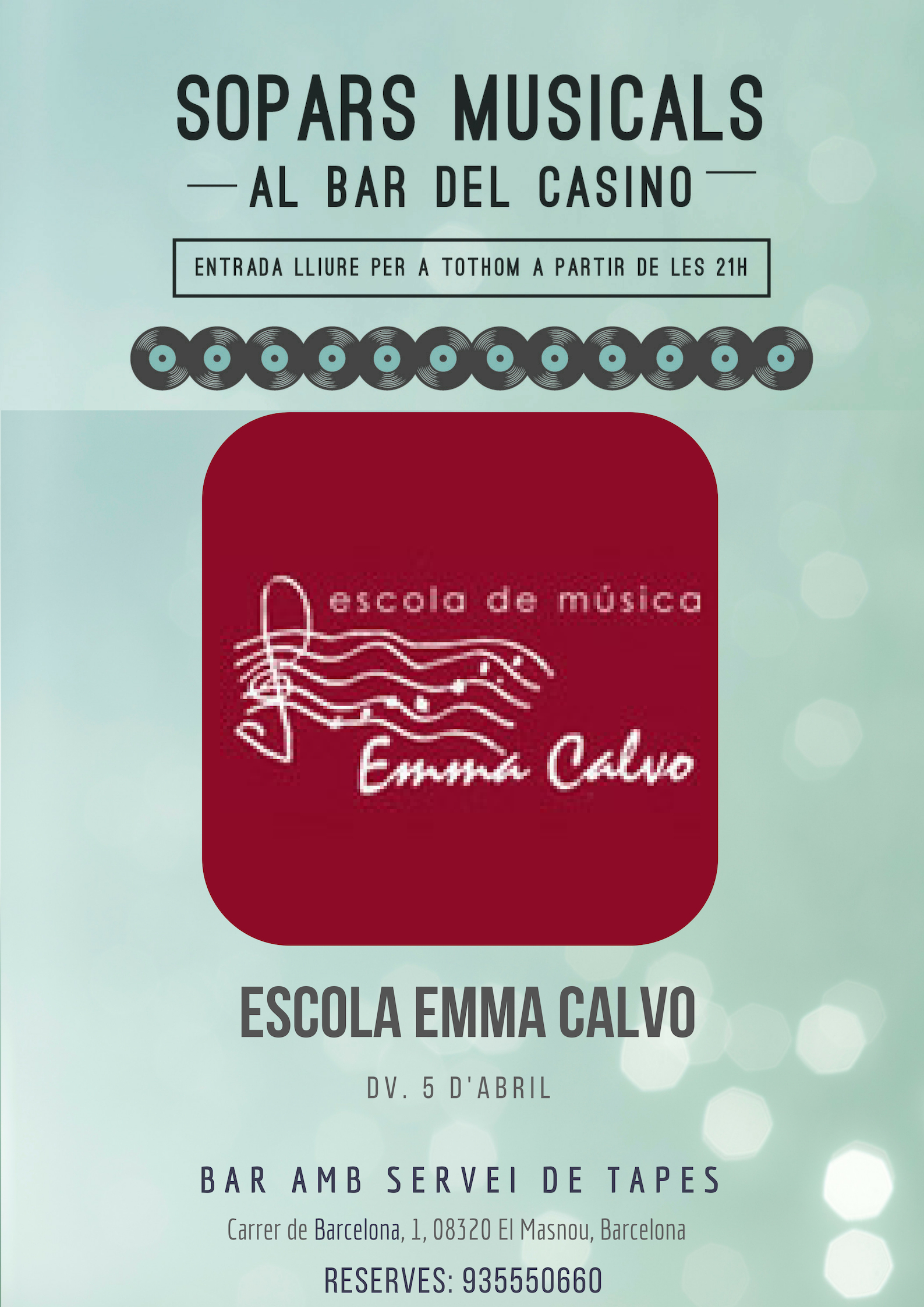 Sopars musicals amb els alumnes de l'escola de música Emma Calvo