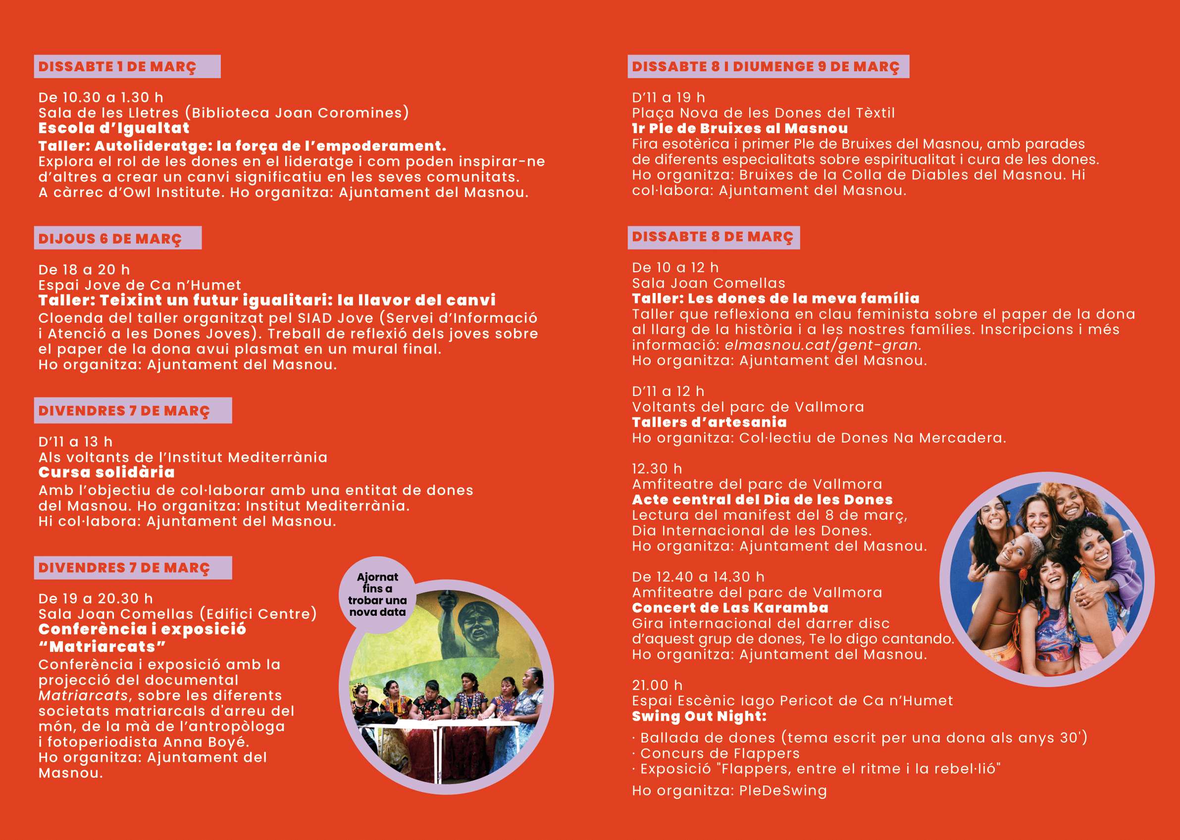 Programació d'activitats al voltant del 8 de març