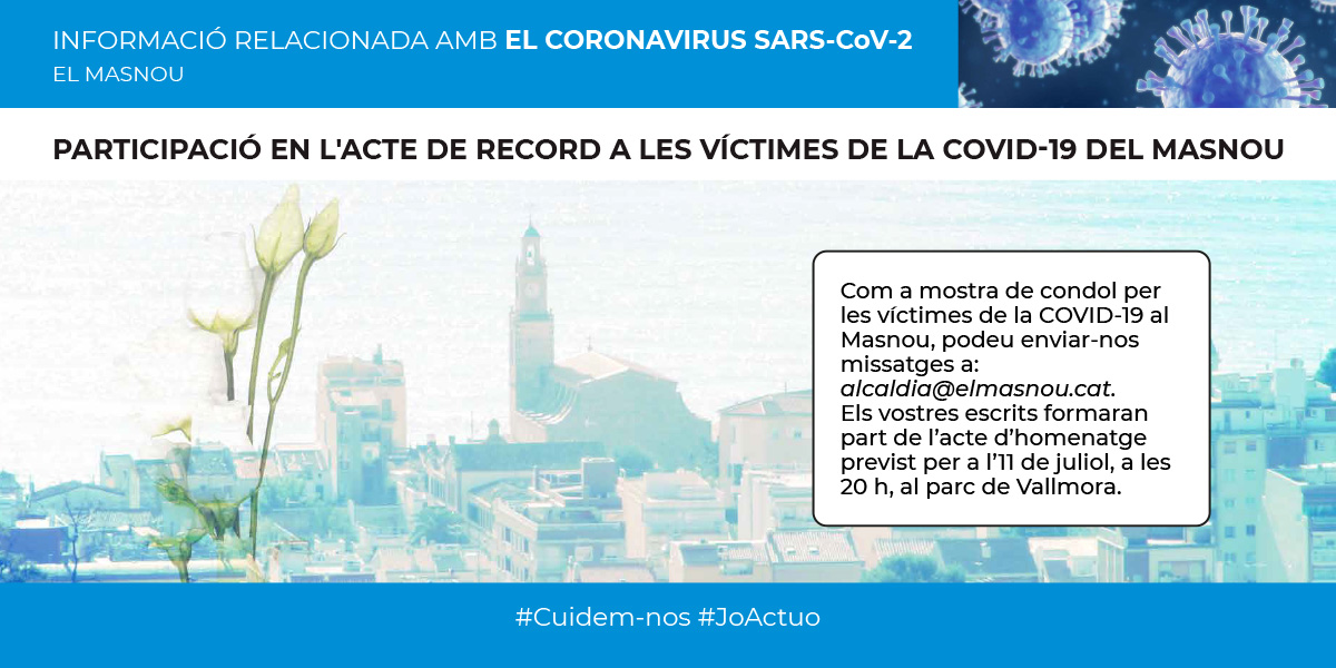 Tot a punt per a l'homenatge a les víctimes de la COVID-19 d'aquest dissabte