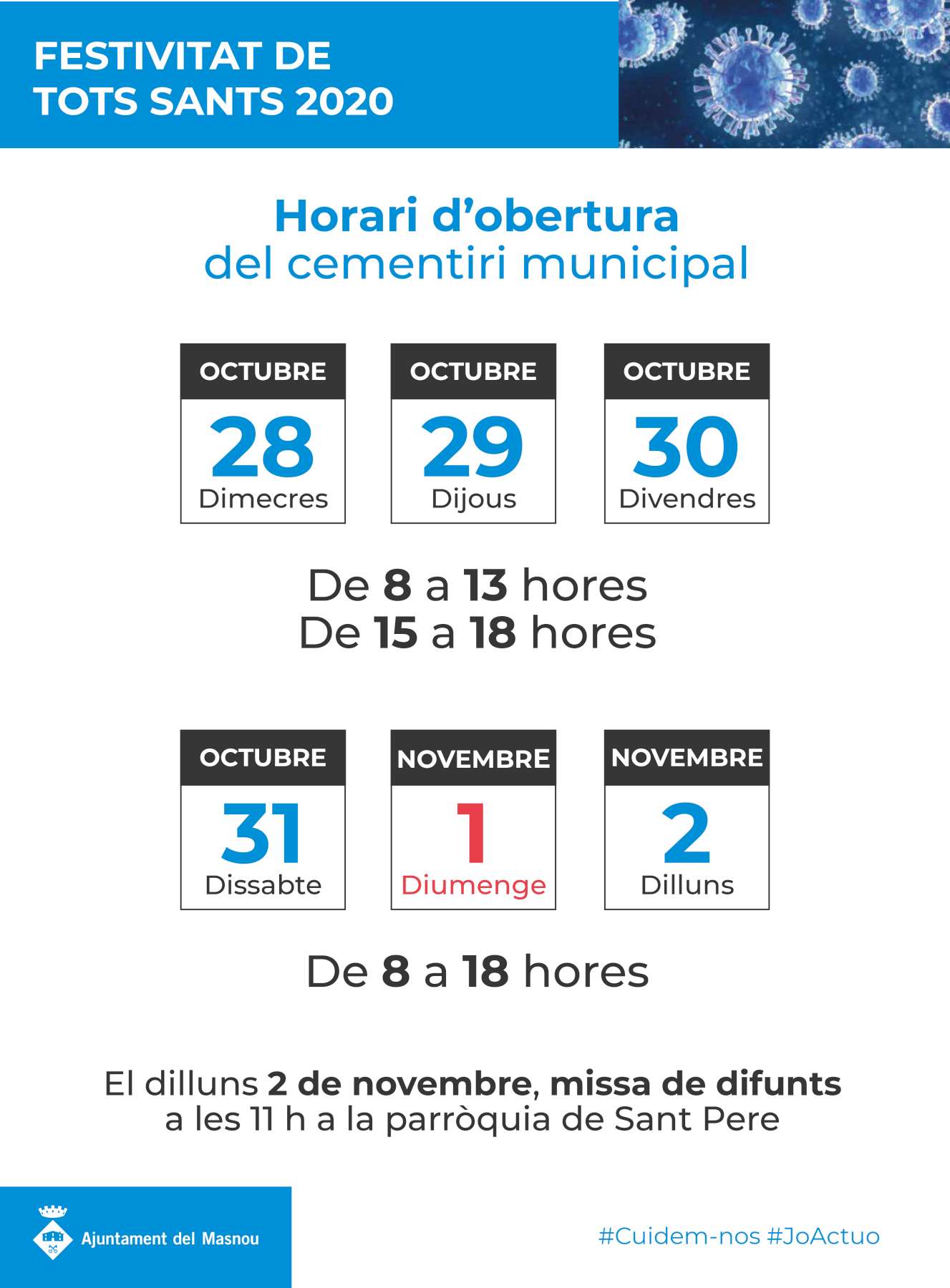 Cementiri del Masnou. Horaris especials.