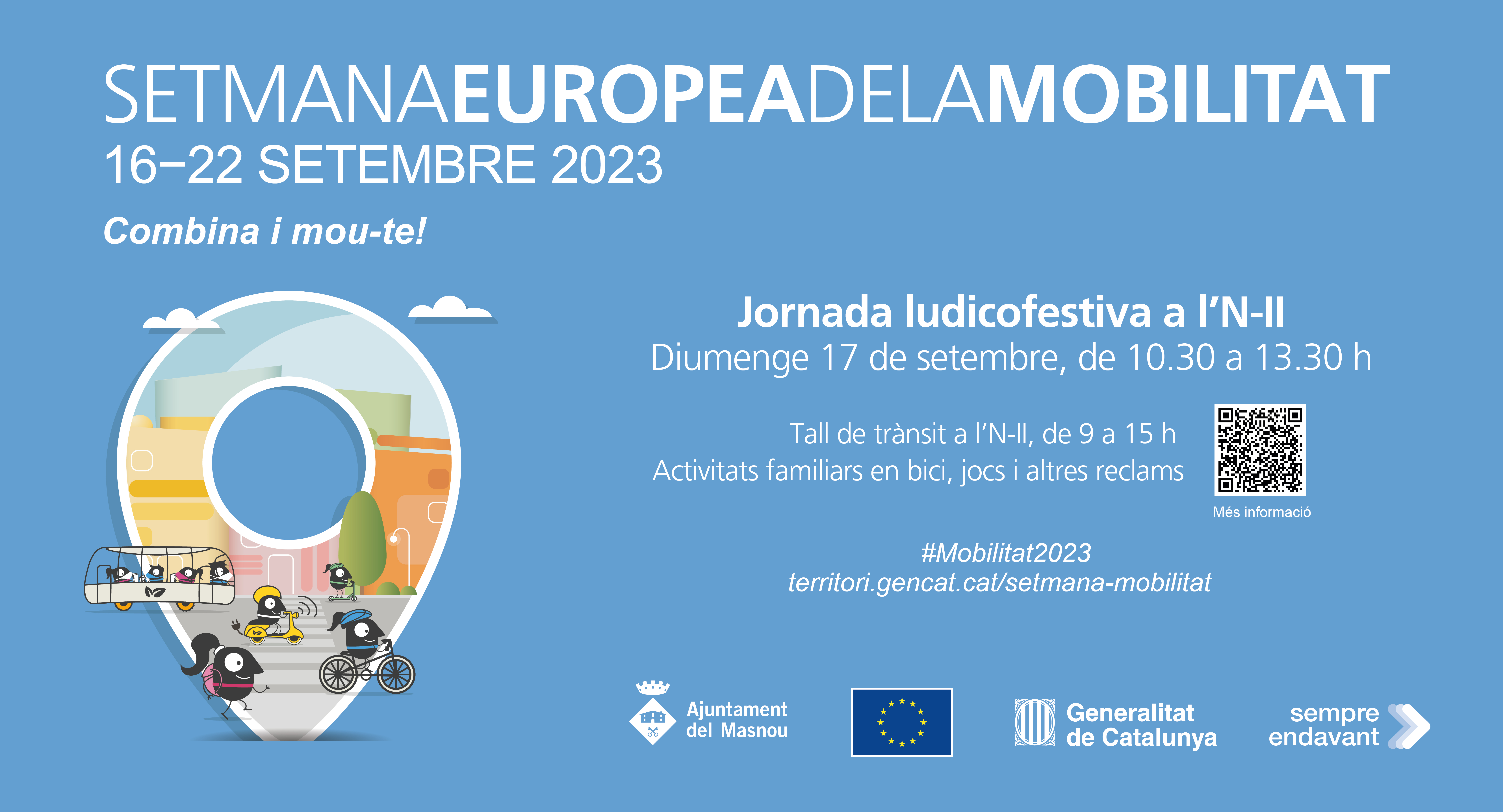 Jornada ludicofestiva a l'N-II per fomentar la mobilitat sostenible