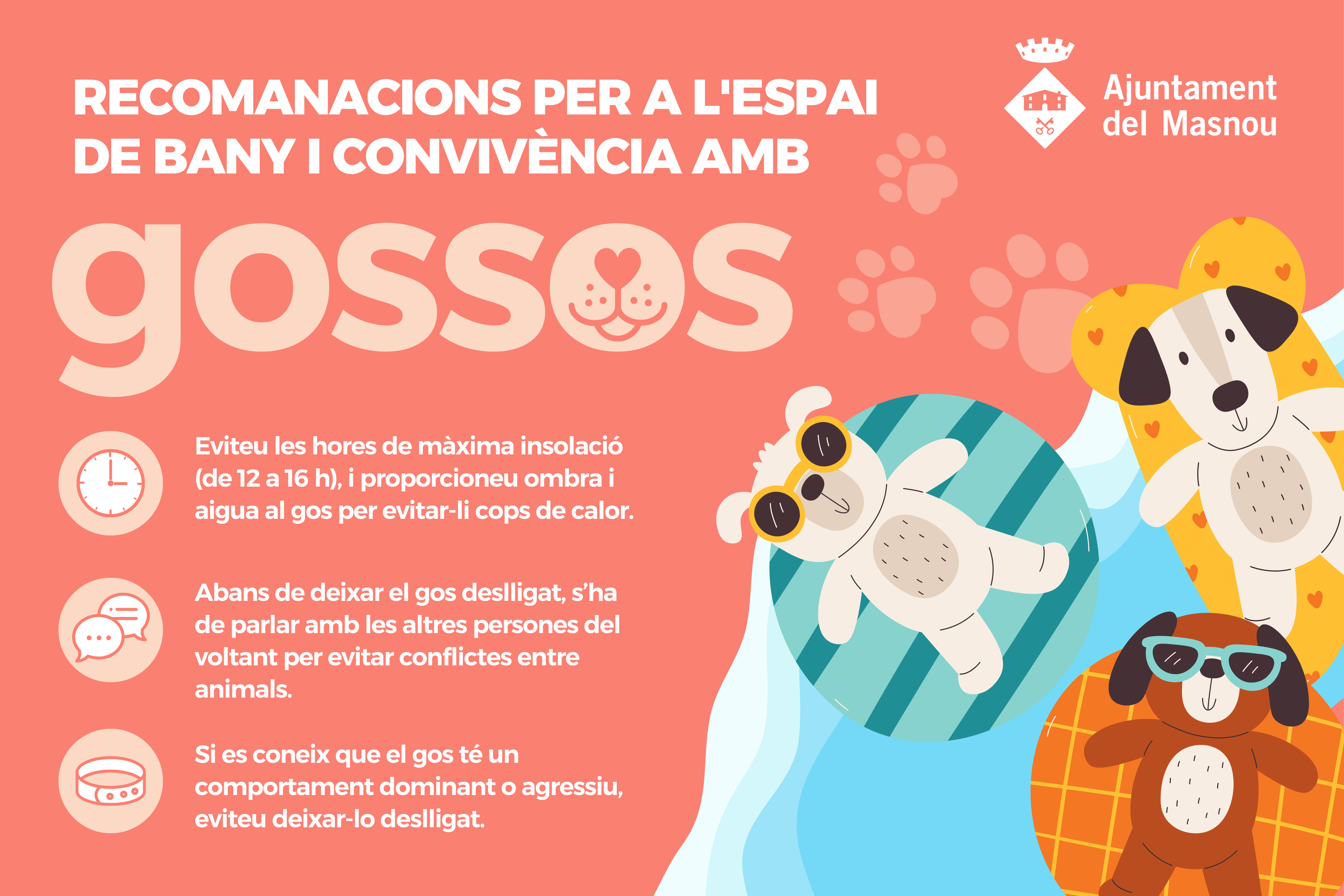 Cartell amb consells bàsics de convivència a la platja de gossos.