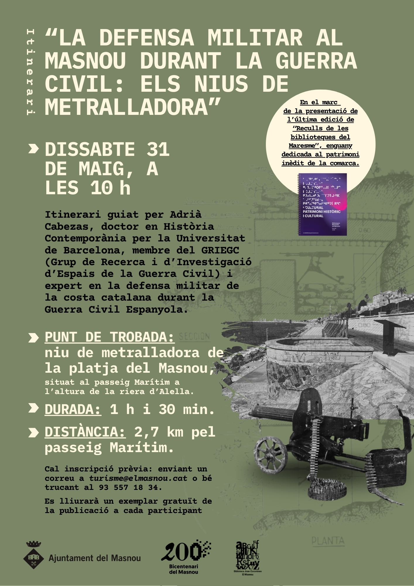 Itinerari "La defensa militar al Masnou durant la Guerra Civil: els nius de metralladora"