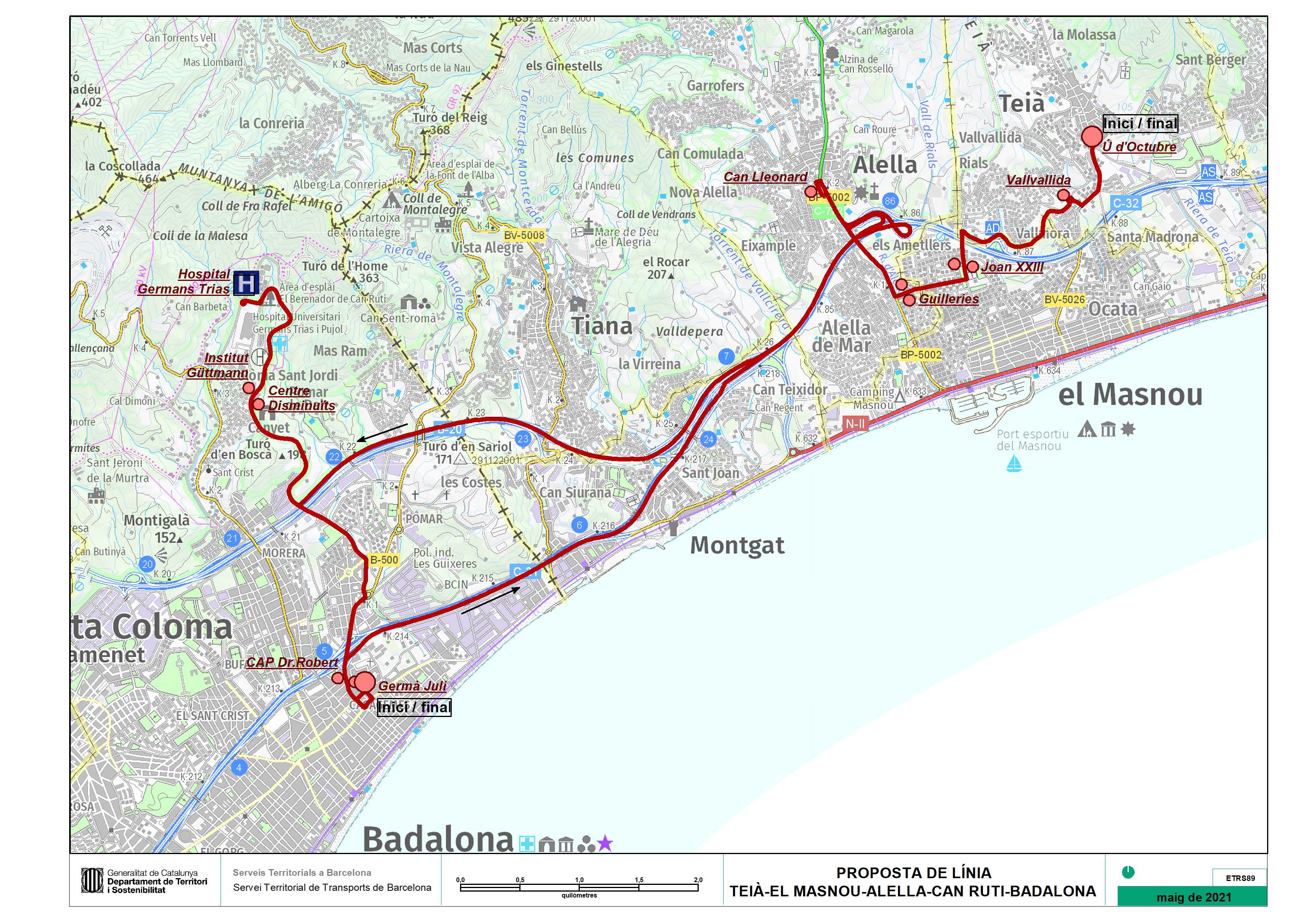 Nou bus sanitari per unir el Masnou, Alella i Teià amb l'Hospital de Can Ruti i el centre de Badalona